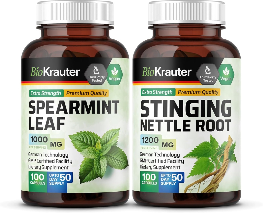 BIO KRAUTER Spearmint 100 כמוסות & Sting Nettle 100 קפסולות