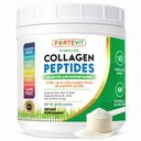 ForTEVIT Collagen Peptides אבקת עבור נשים וגברים - סוג הידרוליזד מסוג I & III - Boosts Skin Odyssey, Hair & Nail Power, Joint Support - Unflavored, Grass-Fed, non-GMO, Keto & Paleo - 16 oz Jar