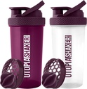 אוטופיה בית חלבונים Shakerבק - (Pack of 2) 28-Ounce Shaker בקבוקים למיקס חלבונים - Fitness Sports Classic Proteiner Shaker Bottle (Plum & Clear/Plum)
