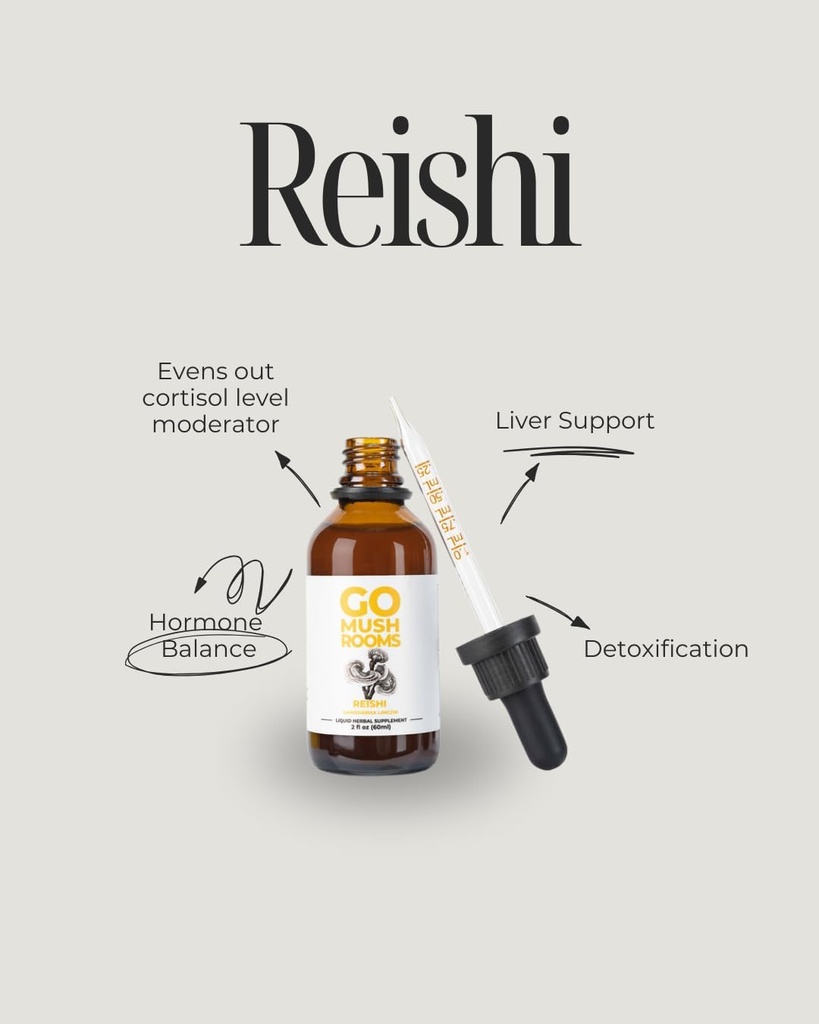 Reishi Mushroom Tincture תוסף - כפול מפלט גוף פירות לתמיכה מנוחה ומנוחה - 2 oz (60 משרתים)