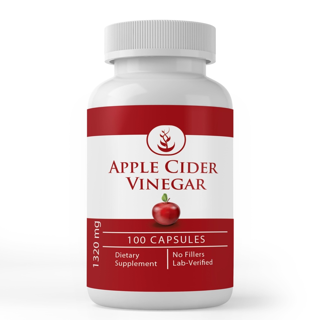 רכיבים מקוריים טהורים של Apple Cider Vinegar, (100 קפסולות) Always Pure, No Additives Or Fillers, Lab מאומתת