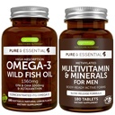 אומגה 3 שמן דגים פרוע + Methylated Men's Multivitamin Bundle, 1000mg EPA & DHA 180 Softgels + Sustained לשחרר Multivitamin 180 טבליות, על ידי Igennus