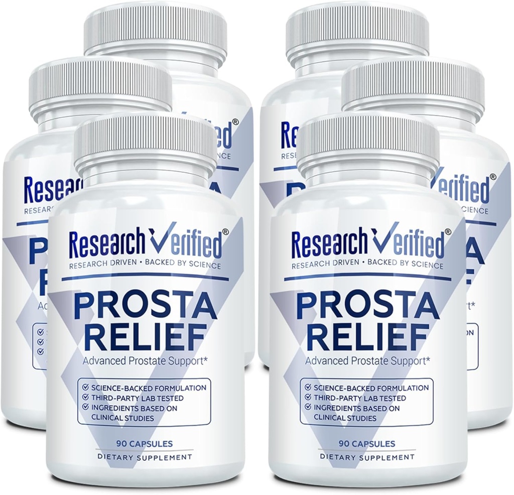 מחקר המאומת Prosta Relief - Saw Palmetto and Bioperine - Prostate Health, Bladder & Urinary Health, Drive and Performance - Pure Natural, 90 קפסולות (Pack of 6)