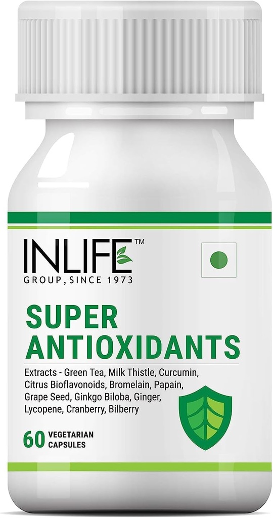 Sheltr Super Antioxidant תוספת Lycopene, תה ירוק, חלב Thistle, Curcumin, Grape Seed, גינקו בילובה, ג'ינג'ר, Cranberry, Alpha Lipoic Acid, Lutein, Zeaxanthin - 60 קפסולות (Pack of 1), Cranberry, Alpha Lipoic Acid, Lutein, Lutein, Lutein, Zeaxanthin - 60 קפסולות (p)
