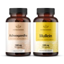 HERBAMAMA Ashwagandha ו- Mullein Kit - Bundle של 1500 מ"ג Ashwagandha Root & 1200 מ"ג מולליין 100 Caps - טבעוני, non-GMO, סוכר ואלכוהול חינם - 2 Pack Packdha Root & 1200 מ"ג מולליין Leaf קפסולות 100 Caps - טבעוני, Non-GMO, סוכר ואלכוהול - 2 Pack