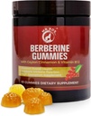 Premium Berberine Gummies 1500 מ"ג - תמיכה במטבוליזם ללא סוכר עם Ceylon Cinnamon, Chromi, Magnesium, Zinc & B12-60 Count