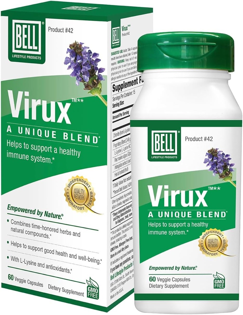 Bell ViruxTM L Lysine ו- Red Marine - Natural Herbal Band, תוסף ייחודי ל- Boost The Immune System- Lysine 1000 מ"ג קפסולות