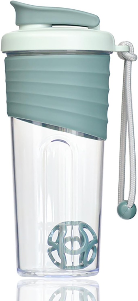 חלבון Shakerבק 24oz - Teal Transud Tritan עם קנה מידה, Silicone Grip & Teal Shaker Ball - Perfect forחלבון Shakes, Smoothies, ותוספים