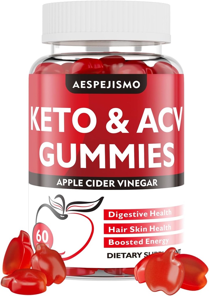 Keto ACV Gummies - Apple Cider Vinegar Gummies עם B12 עבור אנרגיה & בריאות, 1500 מ"ג, תומך Ketosis, עבור נשים וגברים, טבעוני, Gluten-Free, 60 חניכיים