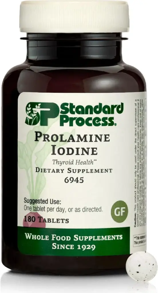 תהליך סטנדרטי - Prolamine Iodine - תומך רמות Iodine בריאות, הפונקציה Thyroid בריאה, Calcium, Iodine, Gluten Free and Vegetarian - 180 טבליות