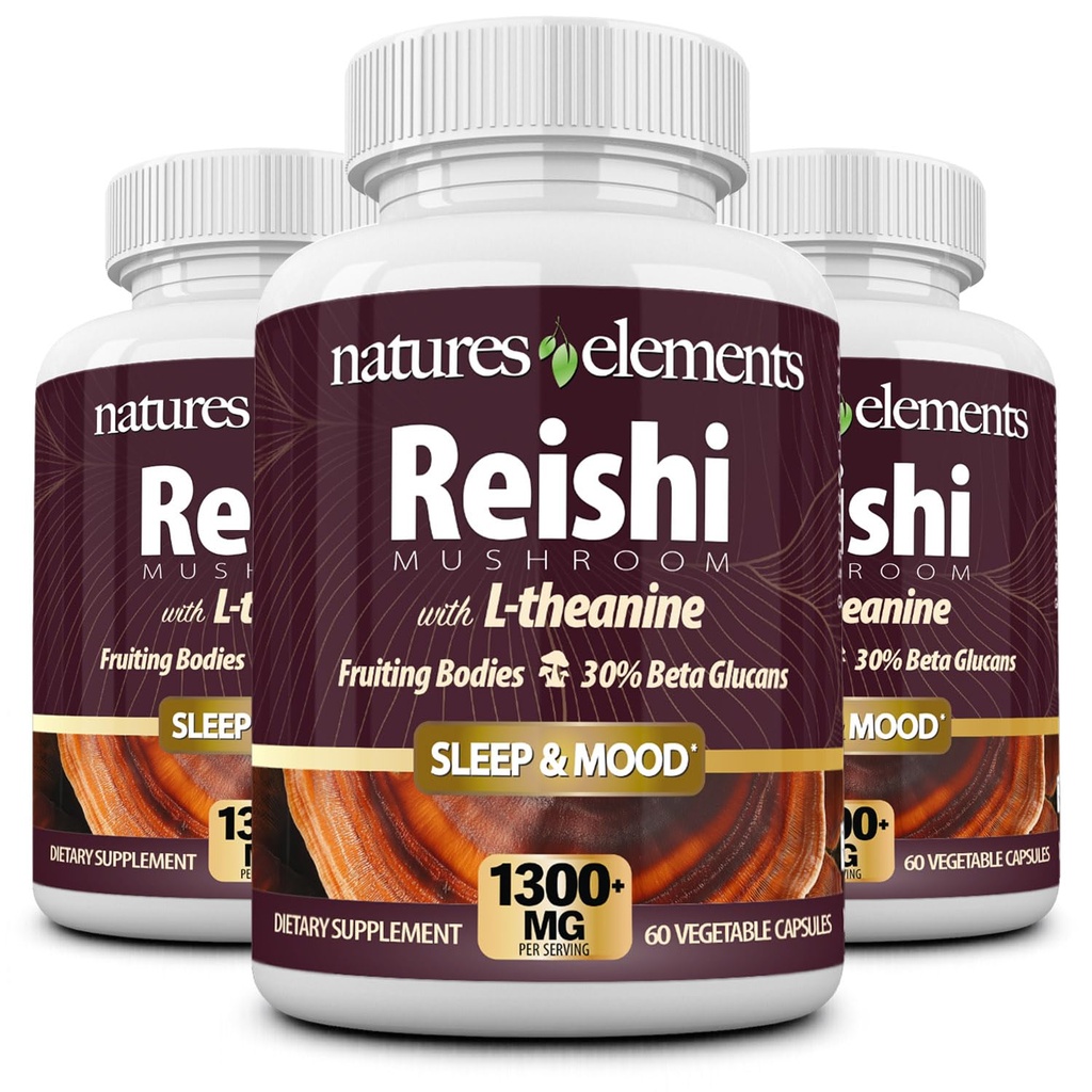 Reishi Mushroom - 10:1 ריכוז - 1000 מ"ג - 60 טבליות - חבילה של 3 - Immune Support - Vegetarian Safe - Gluten Free - Ganoderma Lucidum