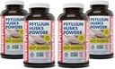 Yerba Prima Psyllium Husks אבקת - 12 oz (Pack of 4) - תוסף סיבים טבעיים - ניקוי קולני - Gut בריאות - טבעוני, Non-GMO, Gluten-Free ( תווית חדשה - Packaging May Vary)