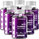 Vitamatic Iron 65 מ"ג חניכיים תוספת לנשים וגברים - 60 חניכיים טבעוניות - Great Tasting Iron Gummy ויטמינים עם ויטמין C (6)
