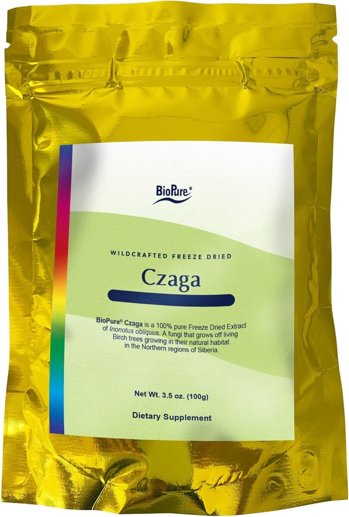 BioPure Czaga Freeze Dried סיביר - Chaga Mushroom Rich ב Beta-Glucans כדי לתמוך Liver, Immune & Gastro מעיים פונקציות, וסיוע עם תגובת הלחץ של הגוף - 100gg