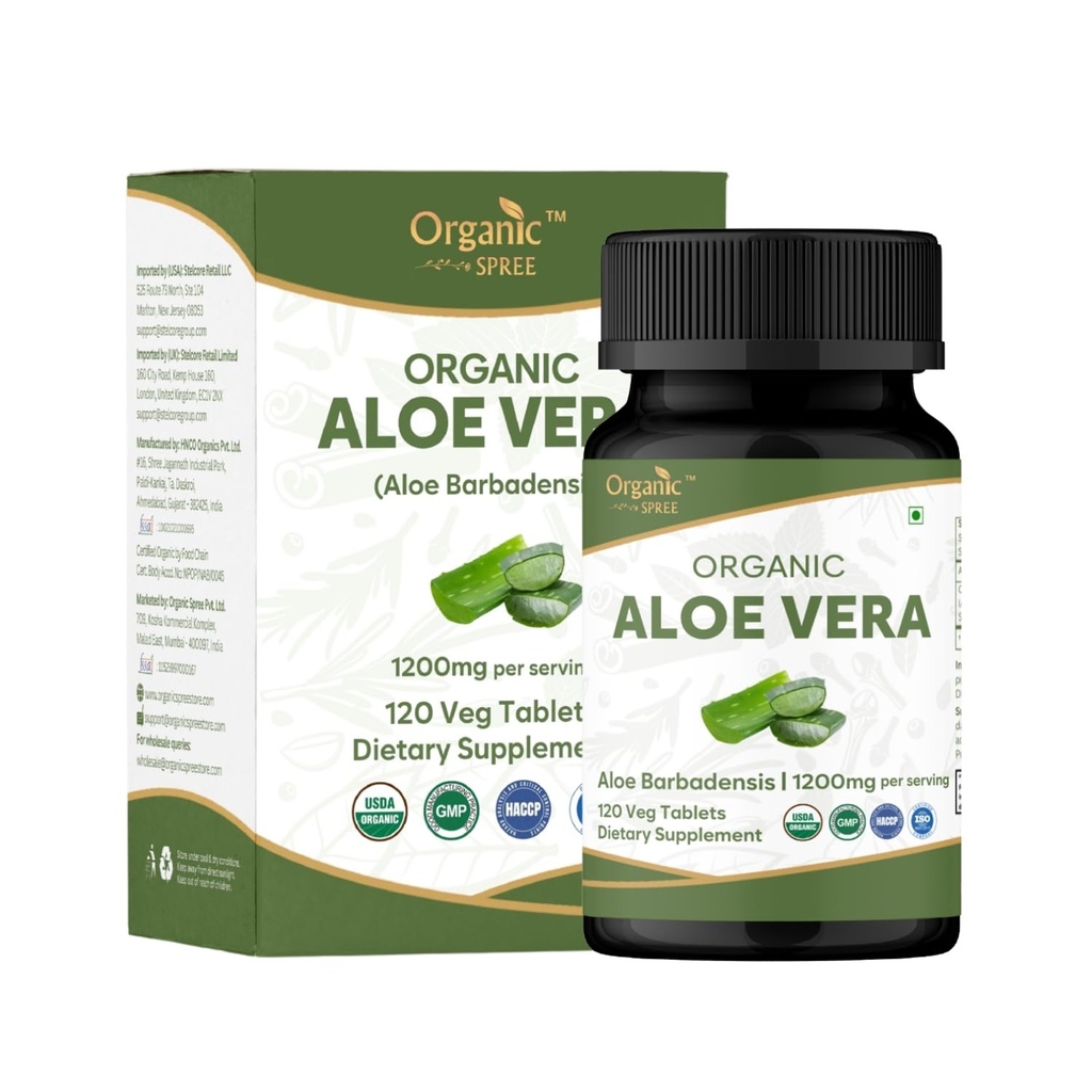 Aloe Vera Tablets | Aloe Barbadensis (Aloe Vera) | USDA אורגני | תמיכה Digest & Skin Health