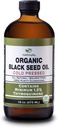 שמן זרעי שחור אורגני - USDA Certified Cold Pressed Glass בקבוק מעל 1.5% Thymoquinone 3X כוח טורקי Black Cumin Nigella Sativa non-GMO 100% שמן שחור טהור (32oz זכוכית (2X16)