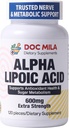אלפא Lipoic Acid 600 מ"ג 120 קפסולות - תמיכה נוירופתיה היקפית - Gluten Free, Vegan & Non-GMO למבוגרים