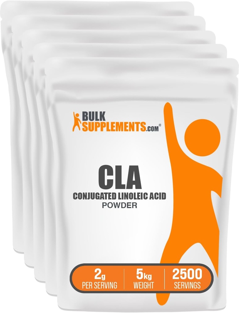BulkSupplements.com Conjugated Linoleic Acid אבקת - תוסף תזונה - Gluten Free, 2g Per Serve, 1kg (Pack of 5)