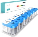 Daviky Large Pill מארגנת 2 פעמים ביום - XL Pill Box 7 Day, Big ויטמין Holder עם 7 Detachable AM/PM השוואתיות, תוסף גדול המכיל לשימוש שבועי או יומי (כחול)