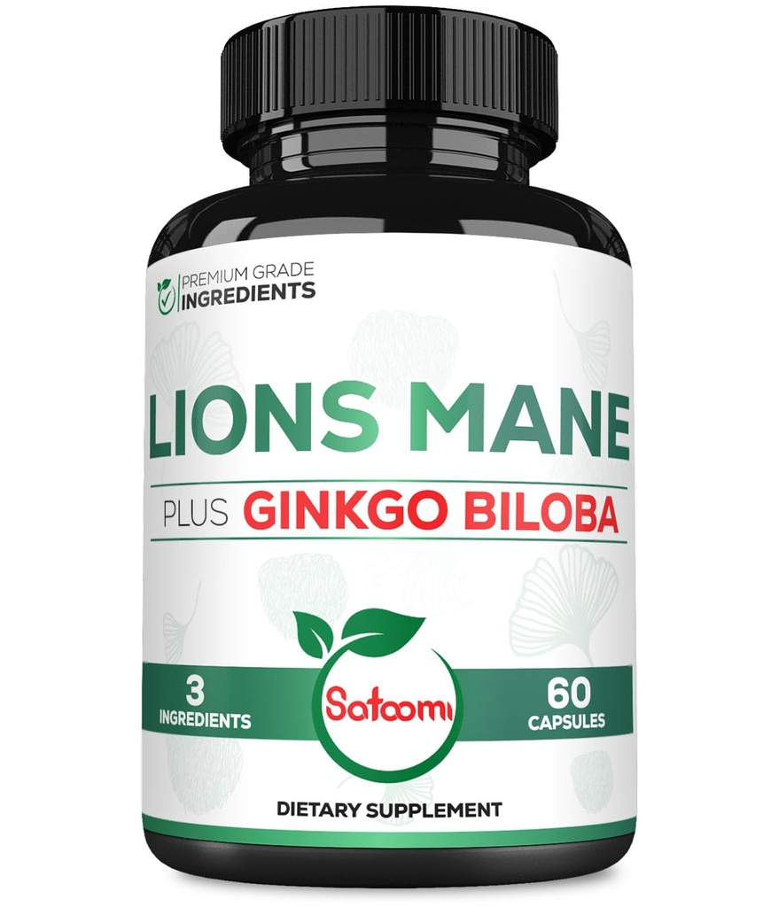 Lions Mane with גינקו בילובה תוספת של 60 קפסולות - כוח נוסף עבור המוח מנוחה, בריאות המוח, מערכת החיסון ו Focus - Gluten-Free, non-GMO