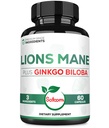 Lions Mane with גינקו בילובה תוספת של 60 קפסולות - כוח נוסף עבור המוח מנוחה, בריאות המוח, מערכת החיסון ו Focus - Gluten-Free, non-GMO