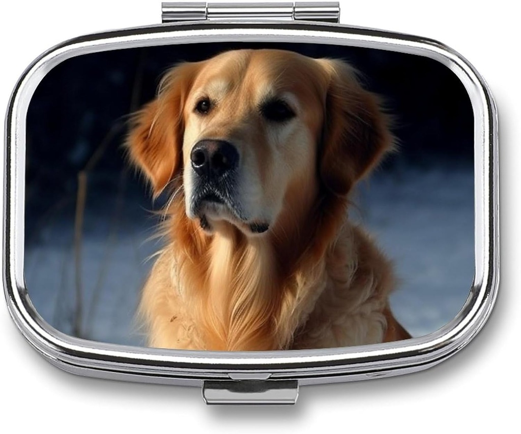 Golden Retriever Pill Box 2 השוואה בין היתר ל- Portable Pill Case Daily Square, המארגנת Pocket Purse Daily Medicine Container to Hold הויטמינים Fish Oil Travel Gift