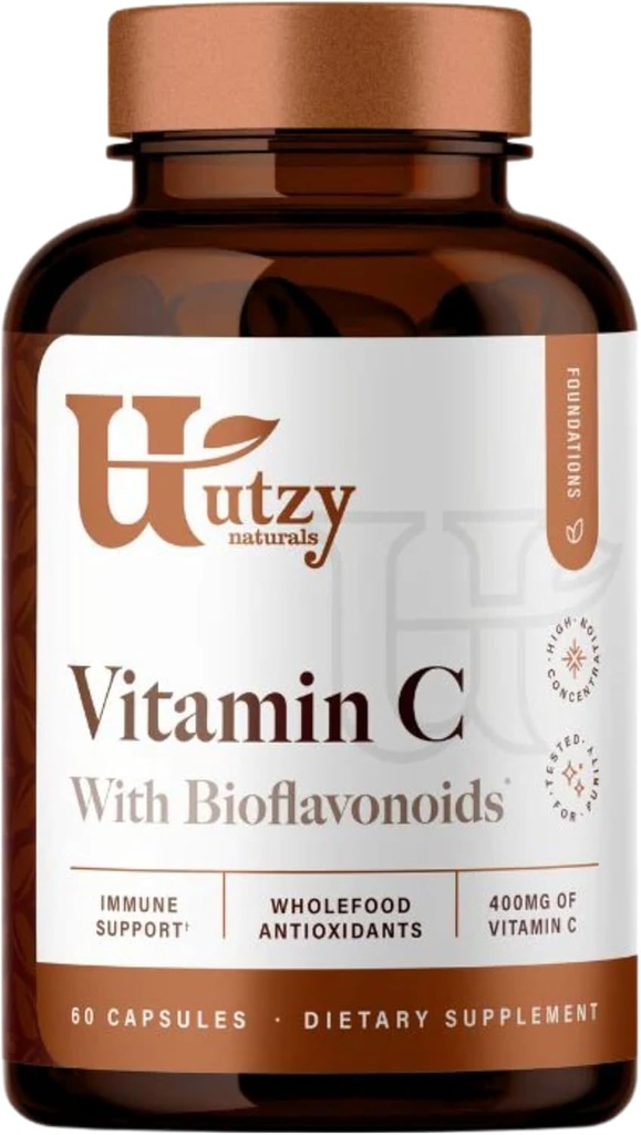 Utzy Naturals ויטמין C Complex | 400 מ"ג ויטמין C עם Acercola & Citrus Bioflavonoids