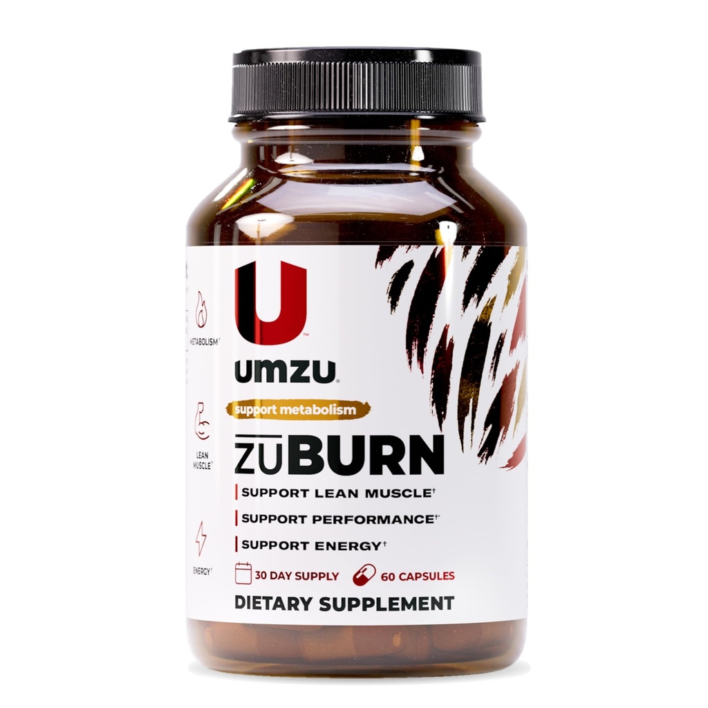 UMZU ZuBurn אנרגיה תמיכה תוסף - 30 יום אספקה - קפאין, Mitoburn, Capsimax, Grains of Paradise, B6 & B12 - תומך אנרגיה יומית, Focus & Active Lifestyle - cGMP, ארה"ב A מתכנס