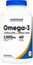 אומגה 3 דגים שמן - 2500MG, 120 Softgels (40 RG) - שמן דגים, נתפס פראי! 1200 מ"ג EPA 850 מ"ג DHA - non-GMO, Gluten Free