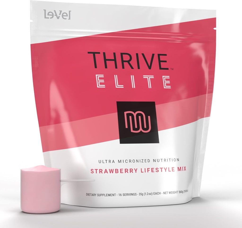 Thrive Elite Protein Shake | Gluten-Free, חלבון בלגן עם BCAAs, Probiotics & Enzymes | 16 לשרת - Scoop Serves, Strawberry