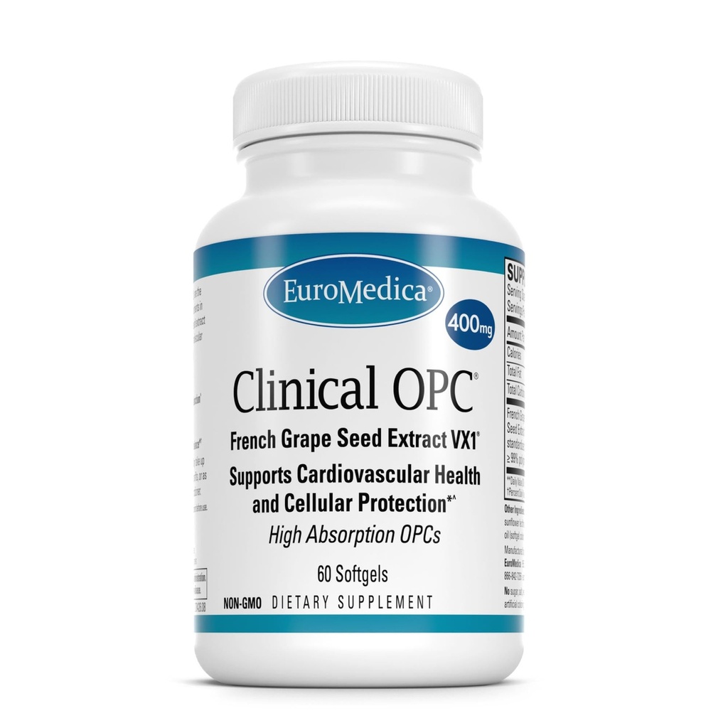 יורומדיה קלינית OPC - Cardiovascular Health & Focus תמיכה תוסף - תוספת תזונתית עם Grape Seed Extractd Extractd Extract & Sunflower Lecithin - Immune Support Supplement - 60 Softgels