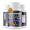 Elderberry Quercetin Bilberry Turmeric Tart Cherry ג'ינג'ר ויטמין C3 Zinc Black Pepper -150 קפסולות המיוצרות בארה"ב