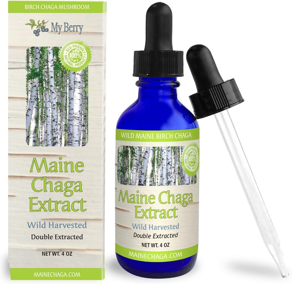 Chaga Mushroom לחלץ נוזל | 4oz | Tincture | 100% Wild-Harvested & Double Extraction