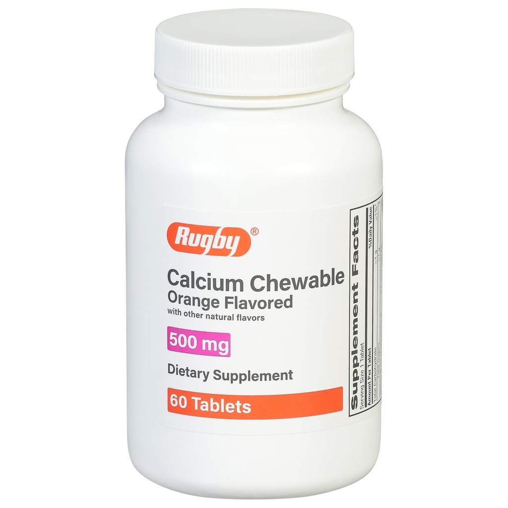 רוגבי 500 מ"ג Calcium Chewable Tablets - תוספת תזונתית - כתום פלאפורד - 60 הרוזן (1 Pack)