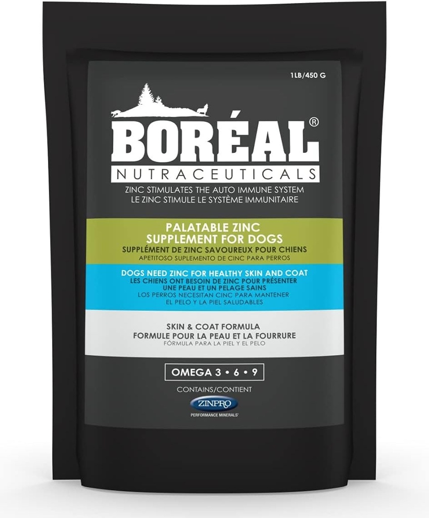 Boréal Palatable Zinc תוסף לכלבים 16 oz Re-Seal Bagable