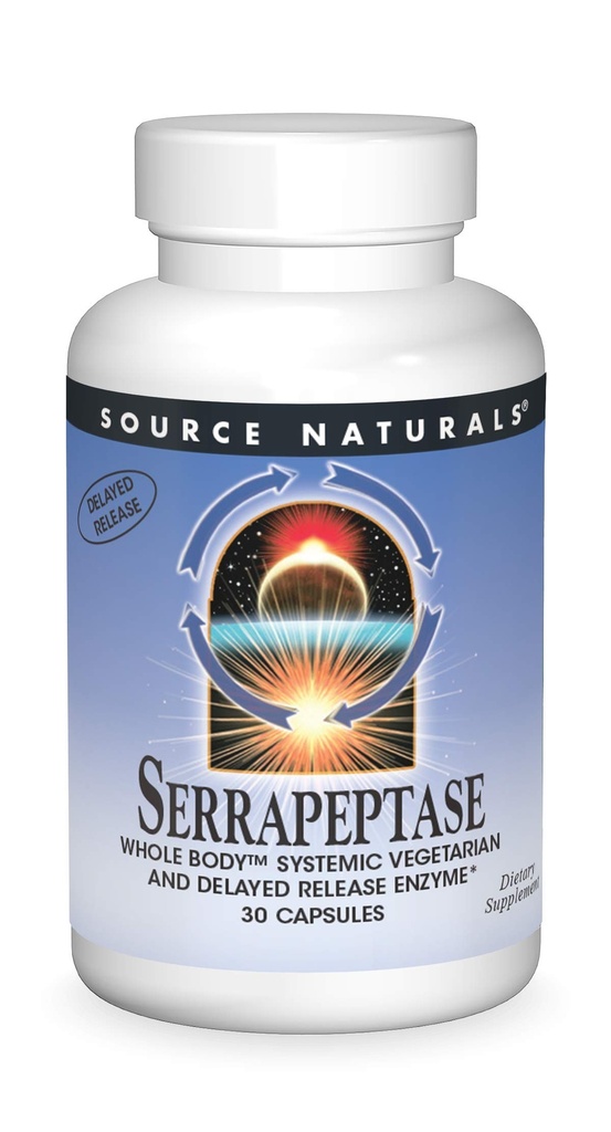 מקורות טבעיים Serrapeptase - נדחה Enzyme - 30 קפסולות צמחוניות