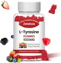 L Tyrosine Gummies 1000 מ"ג, L-theanine תוספת חניכיים 200 מ"ג,Sugar חינם L-Tyrosine עם ויטמין B6 אנרגיה תוספי עבור מבוגרים וילדים - טבעוני (60 Count)