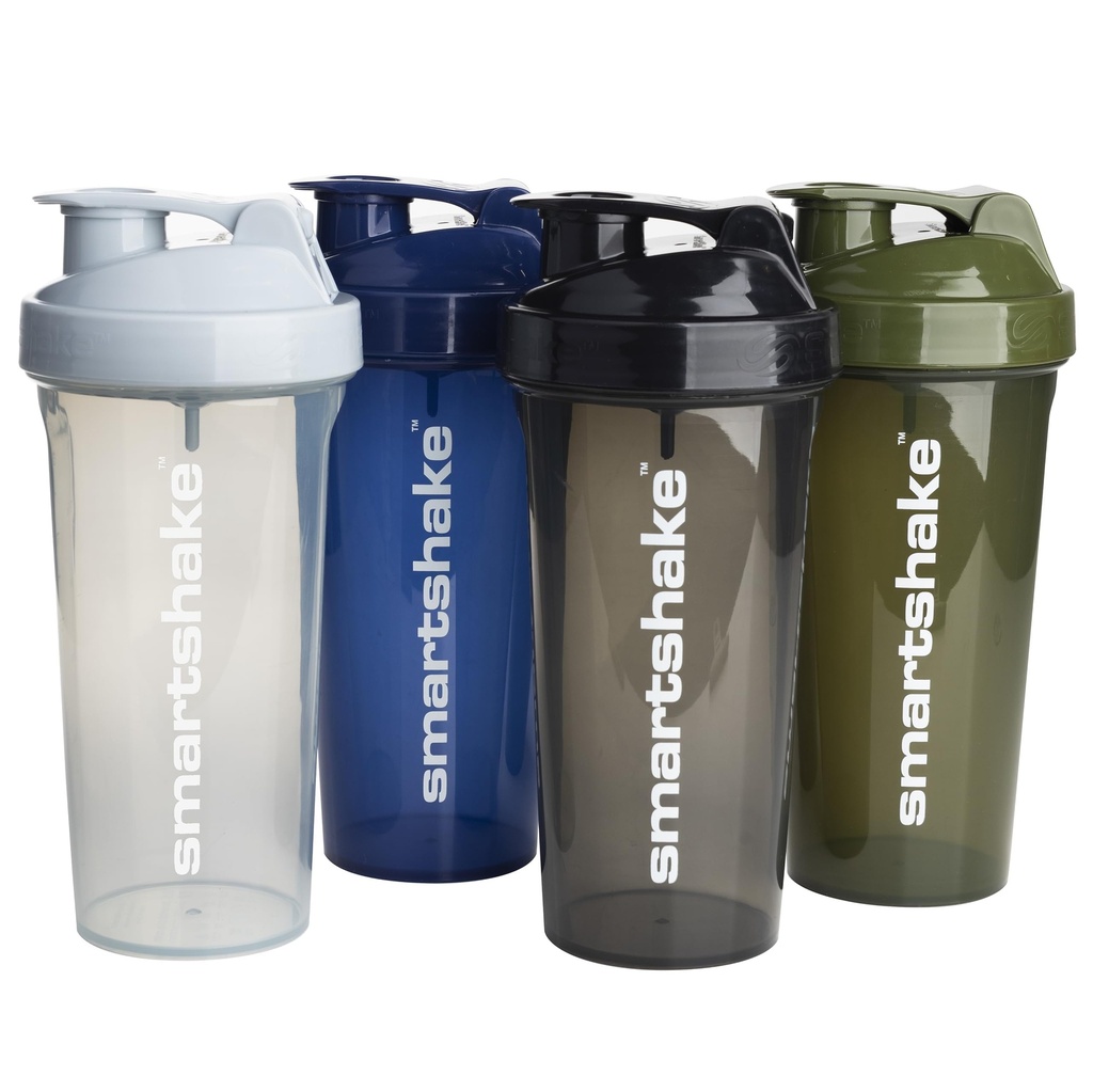 Smartshake Lite 4Pack חלבון שאקר בקבוק 800 מ"ל | 27 oz - Leakהוכחה Screw-on Lid - BPA Free - Unisex - Mist Gray, Army Green, Black, הצי הכחול