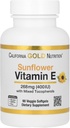 California Gold Nutrition Sunflower ויטמין E עם Tocopherols מעורב, 400 IU, 90 Veggie Softgels