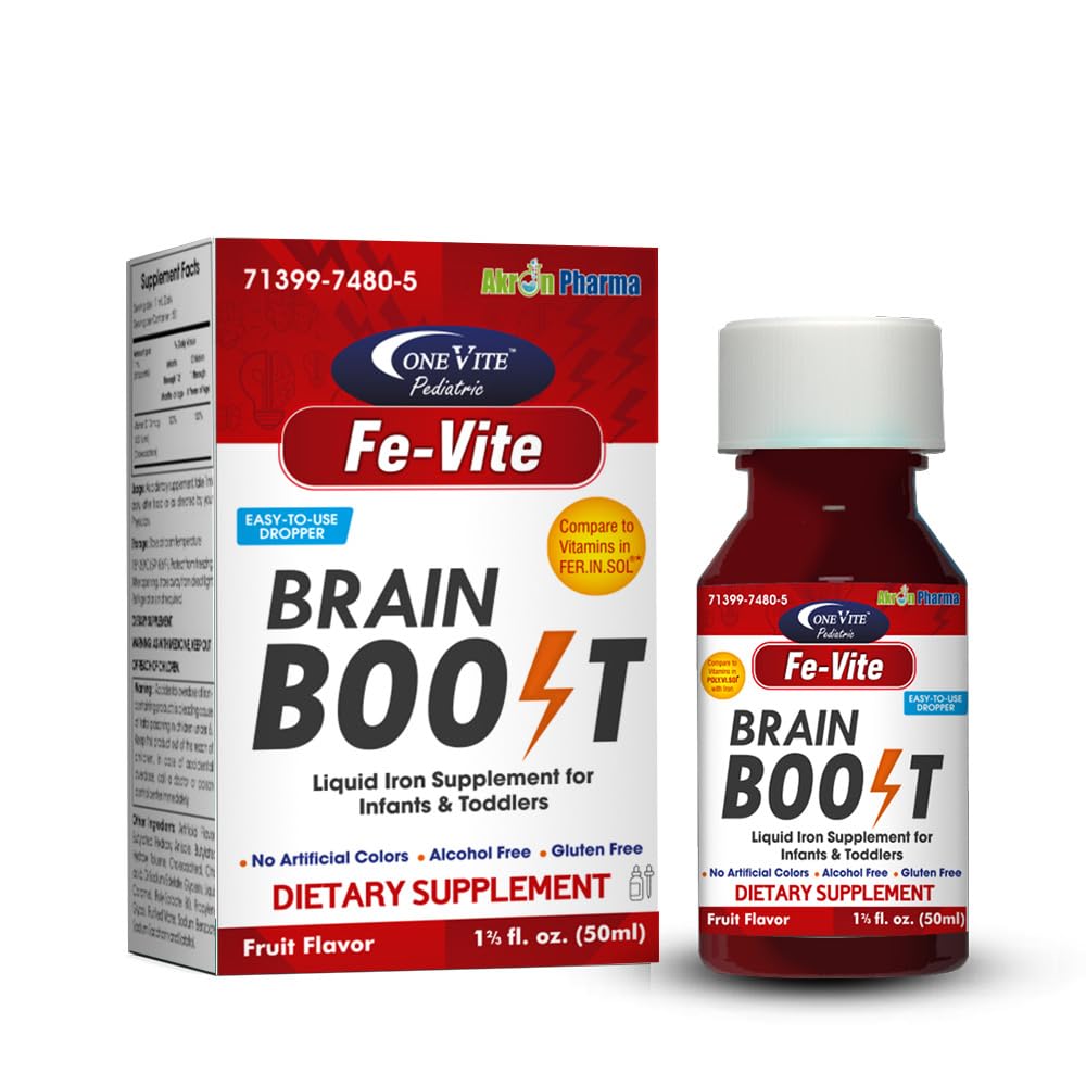 FE-Vite Drops | תוספי ברזל נוזליים | 50 מ"ל, 1.66 Fl Oz (Pack of 1)
