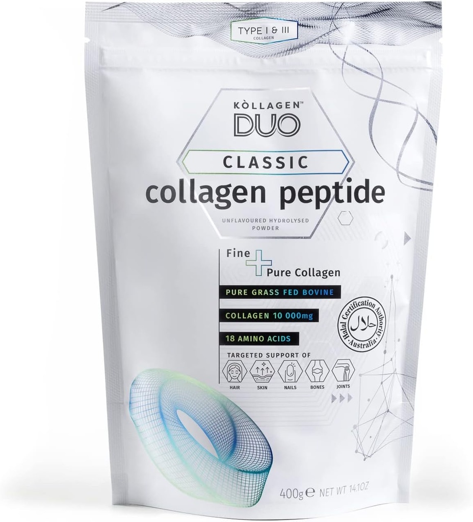 Premium Halal Collagen חלבון אבקת חלבון - Un-Flavored חלבון מקור סוג I & III עם 18 Amino Acids, Glycine Boost, for Skin Hair Nails - תוסף משותף