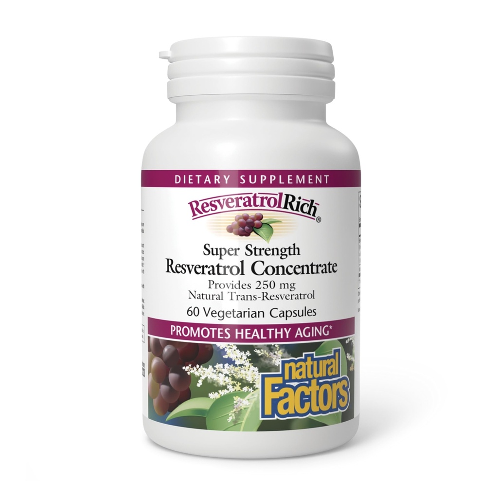 ResveratrolRich על ידי גורמים טבעיים, Super Power Resveratrol Concentrate, מקדם הזדקנות בריאה, 60 קפסולות (60 מנות)