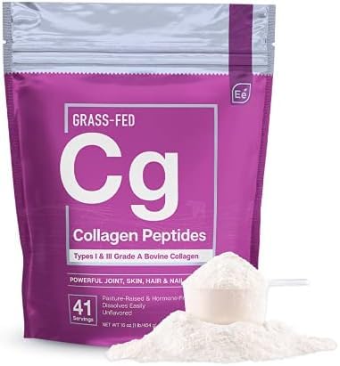 יסודות חיוניים hydrolyzed Collagen Peptides אבק עבור גברים ונשים - משותף, עור, שיער וציפור תמיכה - 15 גרמות של סוג I & III Grass-Fed Bovine Collagen - 30 משרתים