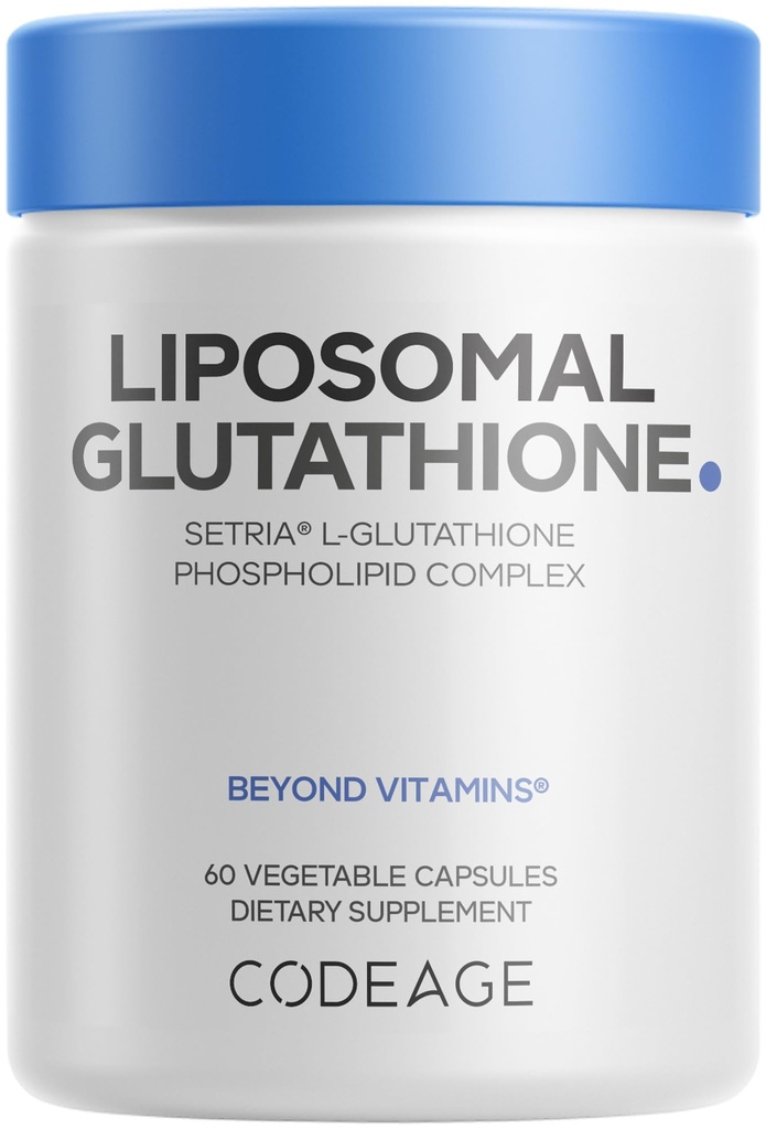 Codeage Liposomal Glutathione תוסף - Pure מופחת Setria L-Glutathione, Liposomal Delivery, Phospholipid Complex - Encapsulated Glutathione אבקת גלולות - טבעוני, non-GMO - 60 קפסולות