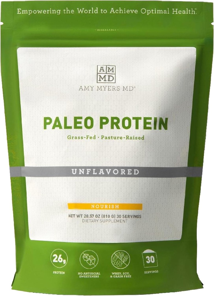 איימי מאיירס MD Paleo חלבון אבקת - Unflavored, 20 משרתות - תמיכה פונקציונלית המבוססת על קולגן - Gluten-Free & Non-Dairy חלבונים תוספת חלבון
