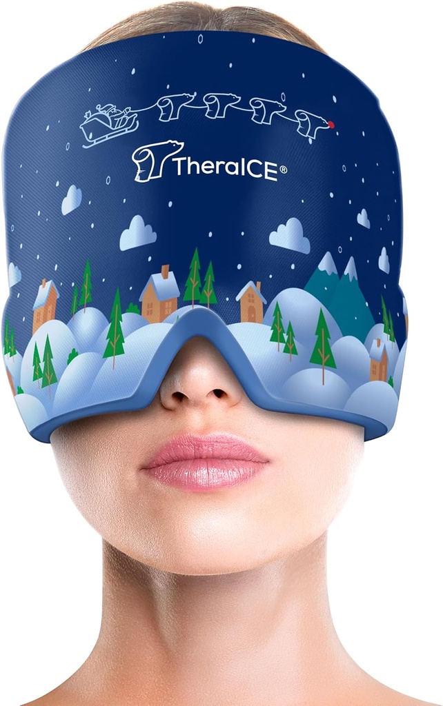 TheraICE Migraine Relief Cap, Cooling Gel Hat, Soothing Headache Ice Pack Products, Face Cold Compress Head Wrap for Tension & Stress