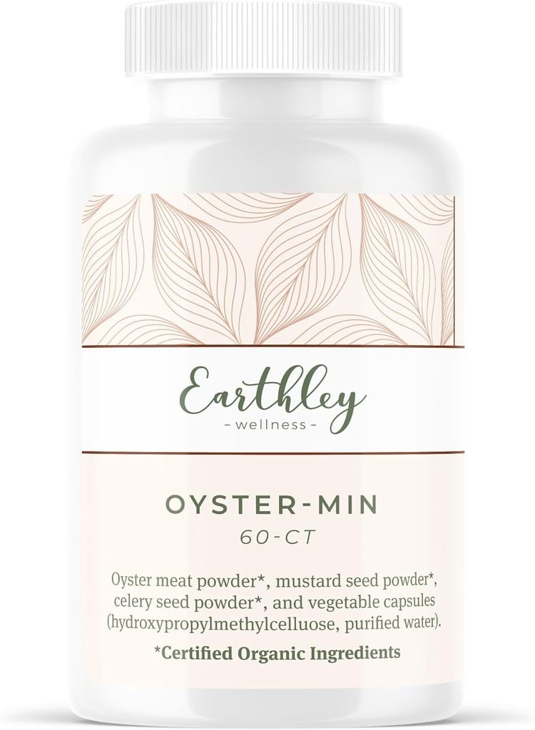 Earthley Wellness, Oyster-Min קפסולות, תוספי Zinc & מינרלים טבעיים, מקדם אנרגיה ו Mood, עשיר באנטיoxidants & Amino Acids, 100% טהור ו bioavailable (60 קפסולות)