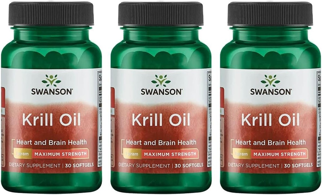 Swanson EFAs- קריל שמן - כוח מקסימלי - 1 גרם, 30 Softgels (3 Pack)