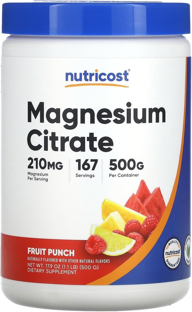 אבקת מגנזיום Citrate (Fruit Punch, 500 גרם)