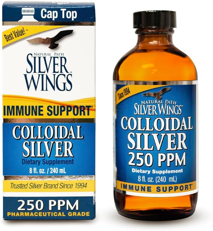 נתיב טבעי שביל Silver Wings Colloidal Silver נוזל - תוספת תמיכה משופרת של Immune - 250ppm (1250mcg) - 8oz